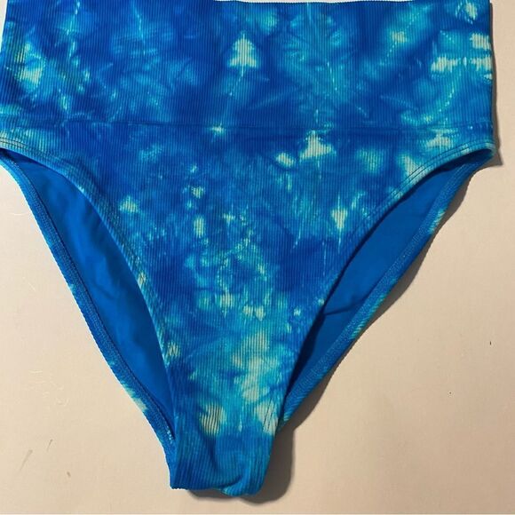 Victoria's Secret Pink hi Cut high-rise bikini bottom blue tie-dye cheeky L - Picture 3 of 8